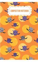 Composition notebook: Nifty Cute Cartoon Bat Wide Ruled Paper Moon Notebook Journal Blank Lined Workbook for Teens Kids Students Girls for Home School College for Writing(1 Halloween Friend Journal Notebook)