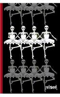 Four Dancing Ballerina Skeletons in Ballet Tutus: College Ruled Notebook