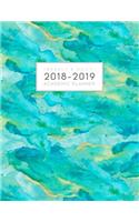 2018-2019 Weekly and Daily Academic Planner: Teal Green Watercolor Cute Daily Student Planner Calendar Schedule Organizer Journal Notebook, August 2018 - July 2019 Academic Year, Large (8.5 x 1