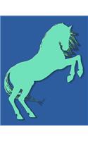 120 Page Handwriting Book: College Ruled Notebook Composition Book Diary Rearing Horse on Blue Cover