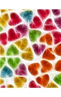 Notebook: Wide-Ruled, Blank Notebook, 110 Pages, (8.5 X 11 Inches), Large, Glossy Cover, Abstract Design, Hearts