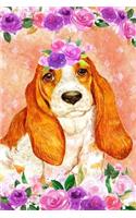 Bullet Journal Notebook for Dog Lovers Basset Hound in Flowers 5: Graph Design - 162 Numbered Pages with 150 Graph Style Grid Pages, 6 Index Pages and 2 Key Pages for Journaling, Writing, Planning and Doodling, for