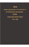 Cumulated Subject Index Volume 1 (1970) – Volume 17 (1986)