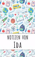 Notizen von Ida: Liniertes Notizbuch für deinen personalisierten Vornamen