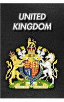 United Kingdom: Coat of Arms - Composition Book 150 pages 6 x 9 in. - Wide Ruled - Writing Notebook - Lined Paper - Soft Cover - Plain Journal