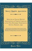Minutes of Yancey Baptist Association of North Caroline in Its One Hundred Thirteenth Annual Session, 1991