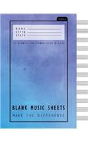 Pastel Blank Music Sheets: Blue Pastel Watercolor, 100 Staff Manuscript Paper, 12 Stave, 8.5x11 Inches: Perfect Binding