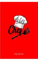 Chef Journal: Chef Hat and Spatula Icon Retro Cooking Culinary Cook Gift - Red Dotted Dot Grid Bullet Notebook - Diary, Planner, Gratitude, Writing, Goal, Log Jou