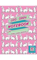 Cute Rabbit Grid - Graph Notebook / Quadrant Exercise Book / 1/4 X 1/4 Or Four Squares Per Inch (Coordinate / Quadrille / Quad Paper) / 100 Pages / 50 Sheets / Size