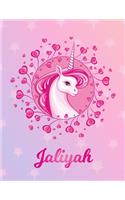 Jaliyah: Unicorn Large Blank Primary Sketchbook Paper - Pink Purple Magical Horse Personalized Letter J Initial Custom First Name Cover - Drawing Sketch Book