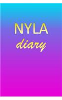 Nyla: Journal Diary - Personalized First Name Personal Writing - Letter N Blue Purple Pink Gold Effect Cover - Daily Diaries for Journalists & Writers - J