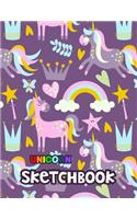 Unicorn Sketchbook: Cute Unicorn Kawaii Sketchbook for Girls with 100+ Pages of 8.5"x11" Blank Paper for Drawing, Doodling or Learning to Draw