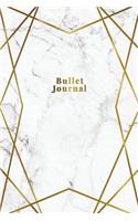 Bullet Journal: Marble + Gold Trendy Journal 120-Page 1/4 Inch Dot Grid Notebook 6 X 9 Marble & Gold Perfect Bound Softcover