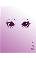 Anime Notebook: Cute Pink Manga Eyes: 100 Pages of 7.5" X 9.75" College Ruled Lined Paper, Matte Cover (Journal, Diary, Planner, Notes)