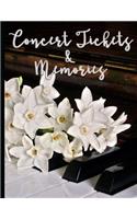 Piano Keyboard with White Flowers - Concert Ticket and Memories