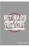 Hit Hard Run Fast Turn Left a Baseball Notebook: Blank Lined Journal