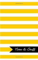 Notes & Stuff Lined Notebook With Sunflower Yellow Striped Pattern Cover