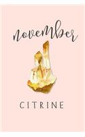 November Birthstone Citrine: 120-Page Lined Birthstone Journal Notebook