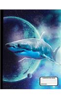 Killer Sharks in Outer Space Composition Notebook College Ruled 200 Pages / 100 Sheets, 9-3/4" x 7-1/2"