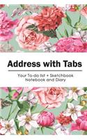 Address with Tabs: Pink Vintage Flower a Happiness Address Book **With A-Z Tabs** Address, Phone, Email, Emergency Contact, Birthday