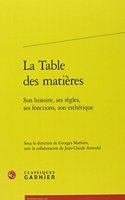 La Table Des Matieres: Son Histoire, Ses Regles, Ses Fonctions, Son Esthetique