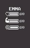 Emma: Pixel Retro Game 8 Bit Design Blank Composition Notebook College Ruled, Name Personalized for Girls & Women. Gaming Desk Stuff for Gamer Girls. Funn