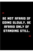 Be not afraid of going slowly, be afraid only of standing still.