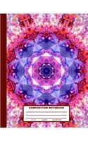 Composition Notebook: Red Pink Blue Mandala Cover Design - College Ruled - 120 Blank Lined Pages - 8.5" X 11" - Matte Finished Soft Cover