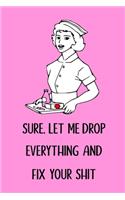 Sure, Let Me Drop Everything and Fix you Shit: Funny Journal for a Nurse Best Friend, Nursing School Graduation, RN, NP, humorous present or Gag Gift lined pages Notebook