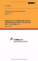 Reziprozität als Geschäftsmodell? Analyse und Reflexion des Artikels 