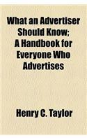 What an Advertiser Should Know; A Handbook for Everyone Who Advertises