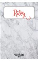 Riley 4 month Planner Undated: A personalized notebook for Riley. Marble background design with script font name in this year's color (Living Coral). A perfect daily organization 