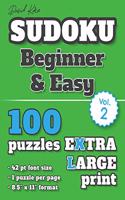 David Karn Sudoku - Beginner & Easy Vol 2: 100 Puzzles, Extra Large Print, 42 pt font size, 1 puzzle per page