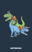 Notebook: Cats Riding Dinosaurs 6 x 9 inch ruled - 120 pages for Creative Cat Lovers