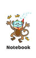 Notebook: Diving Snorkeling Monkey Lined Line White Notebook / Journal Gift (6 x 9 - 120 pages)