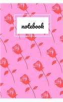 Red rose print pink notebook: novelty notebook 6"x9"