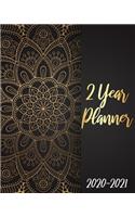 2020-2021 2 Year Planner: Black Golden Mandala, 24 Months Planner Calendar January 2020 to December 2021 Track And To Do List Schedule Agenda Organizer With Holidays and insp
