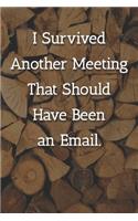 I Survived Another Meeting That Should Have Been an Email. Notebook: Lined Journal, 120 Pages, 6 x 9, Work Gag Gift, Chopped Wood Matte Finish (I Survived Another Meeting That Should Have Been an Email. Journal)