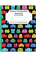 Primary Composition Notebook K-2 Story Paper 8.5" x 11" 110 pages: Monster Ghost Theme