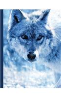 Blue Winter Wolf Composition Notebook, Wide Ruled