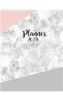 2019 Weekly Planner: Marble Daily-Weekly Planner with Monthly academic year calendar, Event calendar and spacious writing space for daily notes and year summary notes pa