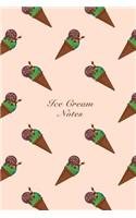 Ice Cream Notes: 6"x9" Unruled Blank Notebook Watercolor Texture Design Sweet Popsicle Ice Cream Dessert Pattern Cover. Matte Softcover Note Book Journal