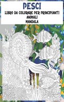 Libro da colorare per principianti - Mandala - Animali - Pesci
