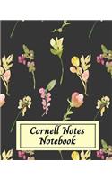 Cornell Notes Notebook: Floral Print Decorative Cornell Note Taking Notebook Composition College Ruled Paper Large 8x10