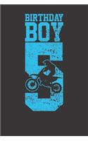 Notebook: MTX Motocross Motorcross Dirt Bike 5th Fifth Birthday Boy