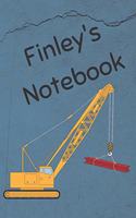 Finley's Notebook: Construction Equipment Crane Cover 6x9 100 Pages Personalized Journal Drawing Notebook