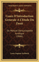 Cours D'Introduction Generale A L'Etude Du Droit