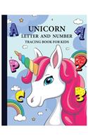 Unicorn letter and number tracing book for kids.