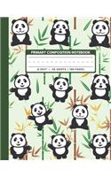 Primary Composition Notebook: Cute Giant Panda And Bambusoideae - School Exercise Book, Draw And Write Journal Grades K-2, Gifts For Student Friends Kids Teens 8.5x11" 100 Pages