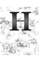 H Notebook: Alphabet Marble Cover Notebook, 100 Lined Pages, Notes, Personalised With Initial, Journal, Jotter